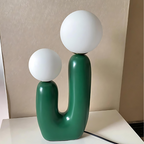 MEELANO Tom bordlampe – Elegant moderne lampe med dobbelte glasskærme (40 cm) Grøn