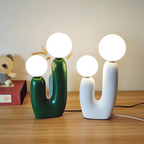 MEELANO Tom bordlampe – Elegant moderne lampe med dobbelte glasskærme (40 cm)
