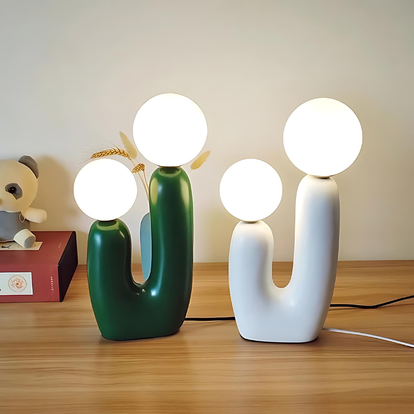 MEELANO Tom bordlampe – Elegant moderne lampe med dobbelte glasskærme (40 cm)