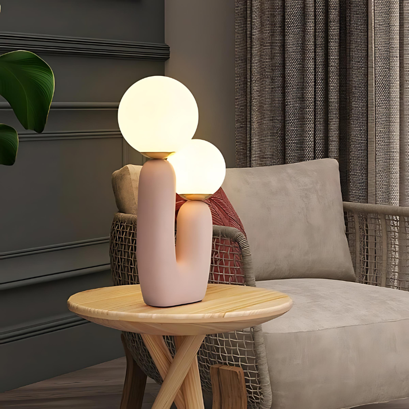 MEELANO Tom bordlampe – Elegant moderne lampe med dobbelte glasskærme (40 cm)