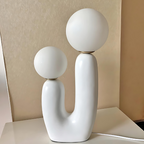 MEELANO Tom bordlampe – Elegant moderne lampe med dobbelte glasskærme (40 cm) Hvid