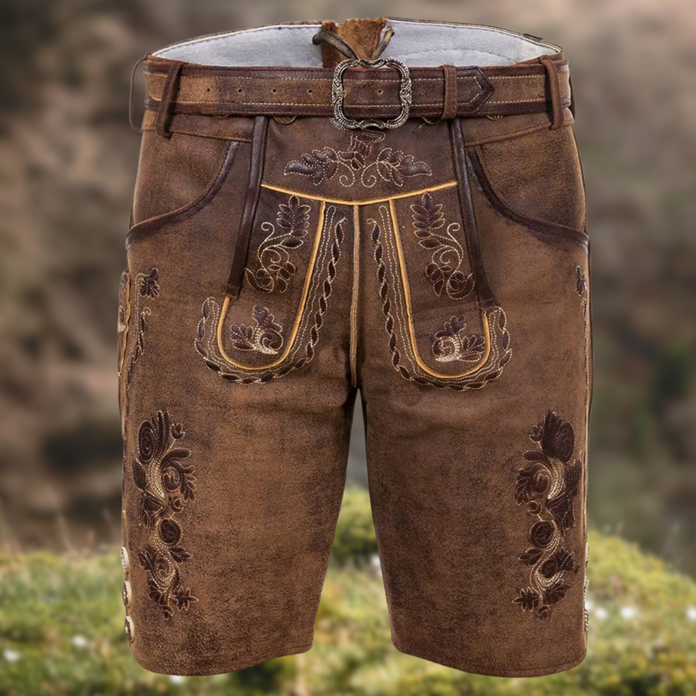 MEELANO Zipari | Herrebukser til mænd – Traditionelt Broderi, Klassisk Snit & Efterårets Elegance brun