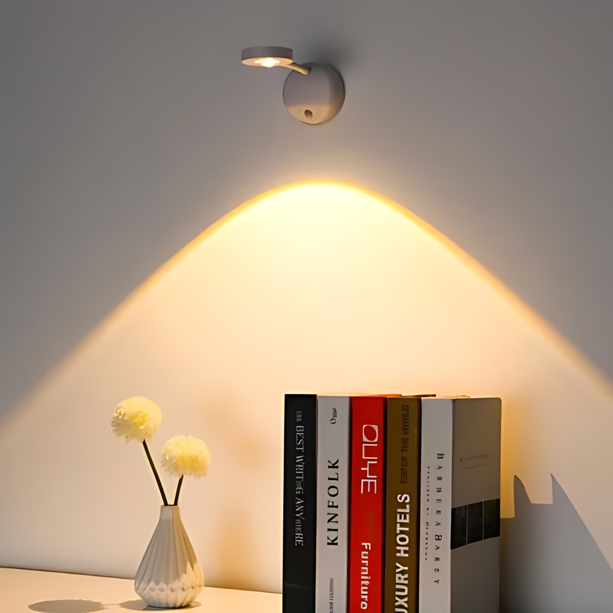 MEELANO Trådløs LED-Spotlight med Bevægelsessensor, 360° Rotation & USB-C Opladning – Justerbar Lysstyrke og Farvetemperatur