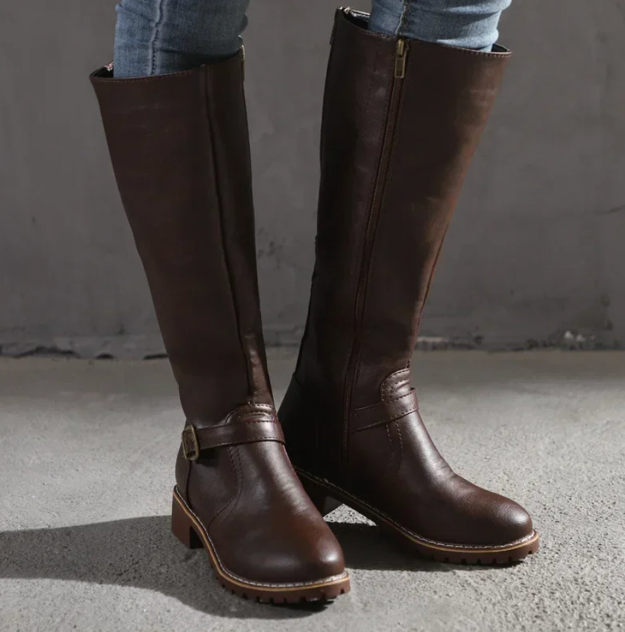 MEELANO Femme - Trendy damestøvler Mørkebrun