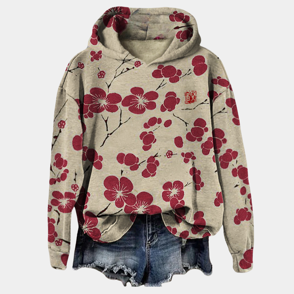 MEELANO Damaris | Unisex Oversized Hættetrøje i Fleece med Kængurulomme - Sweatshirt Rød