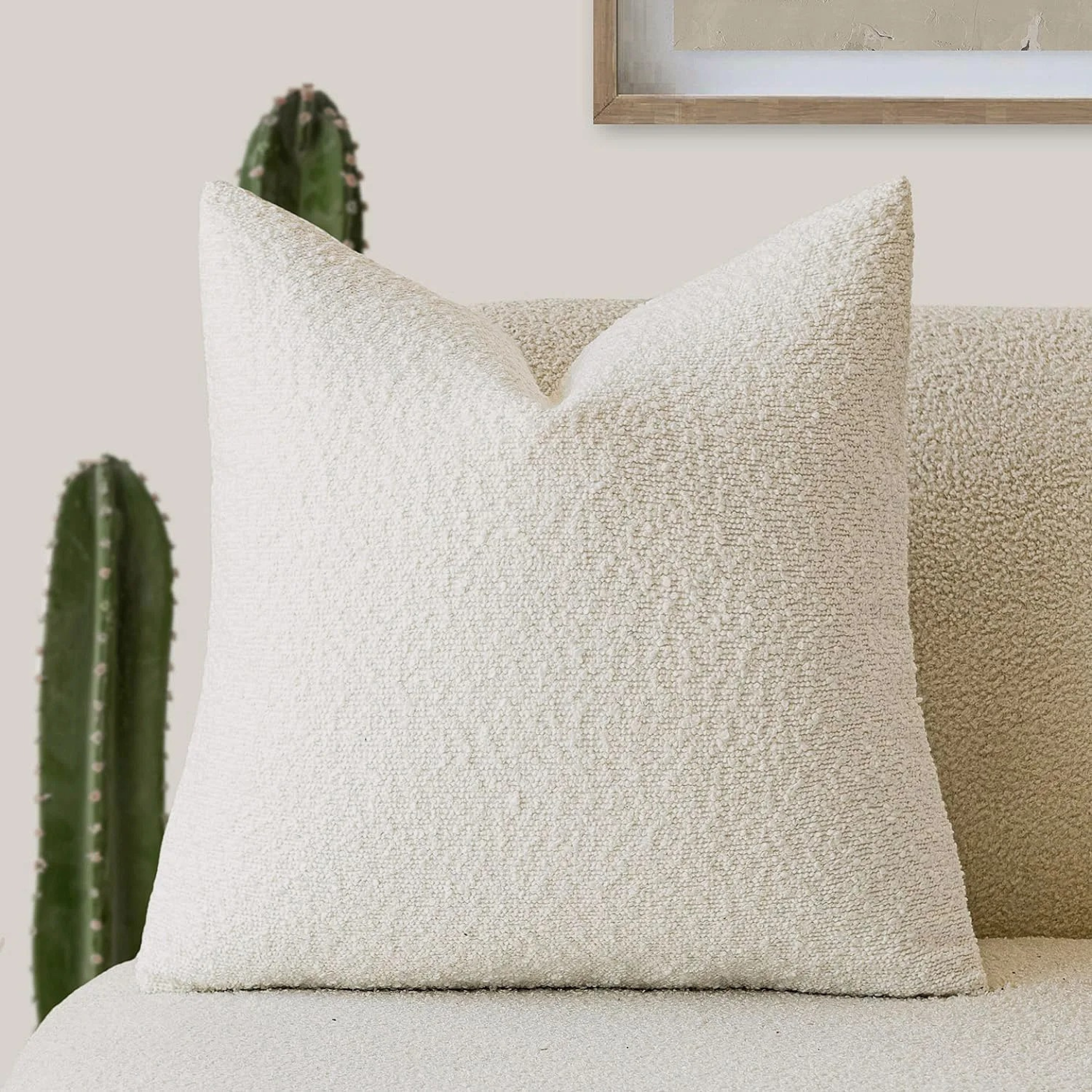 MEELANO Tulum Pude – Pudebetræk i Boucléstof (45×45 cm) med Elegant Design Hvid
