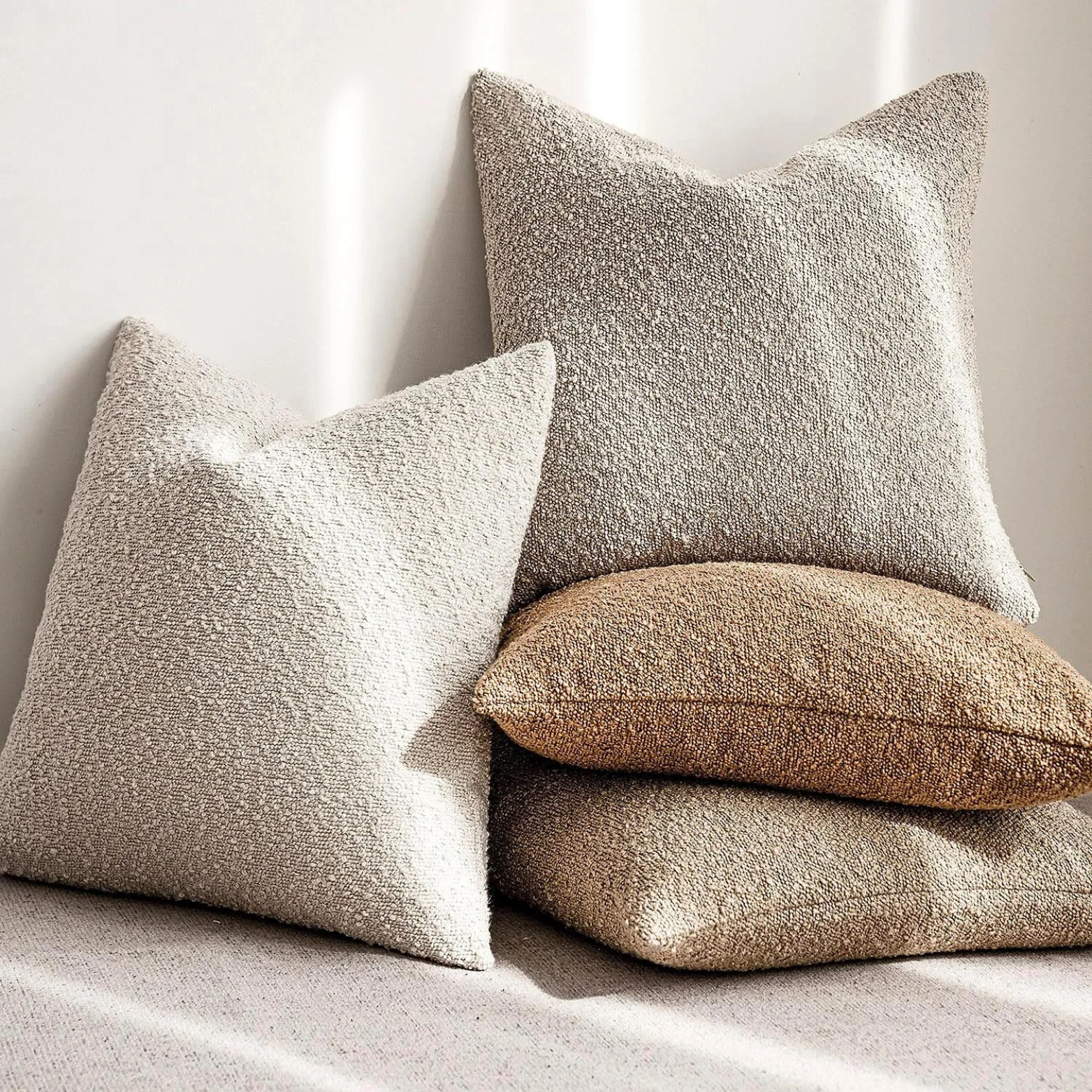 MEELANO Tulum Pude – Pudebetræk i Boucléstof (45×45 cm) med Elegant Design