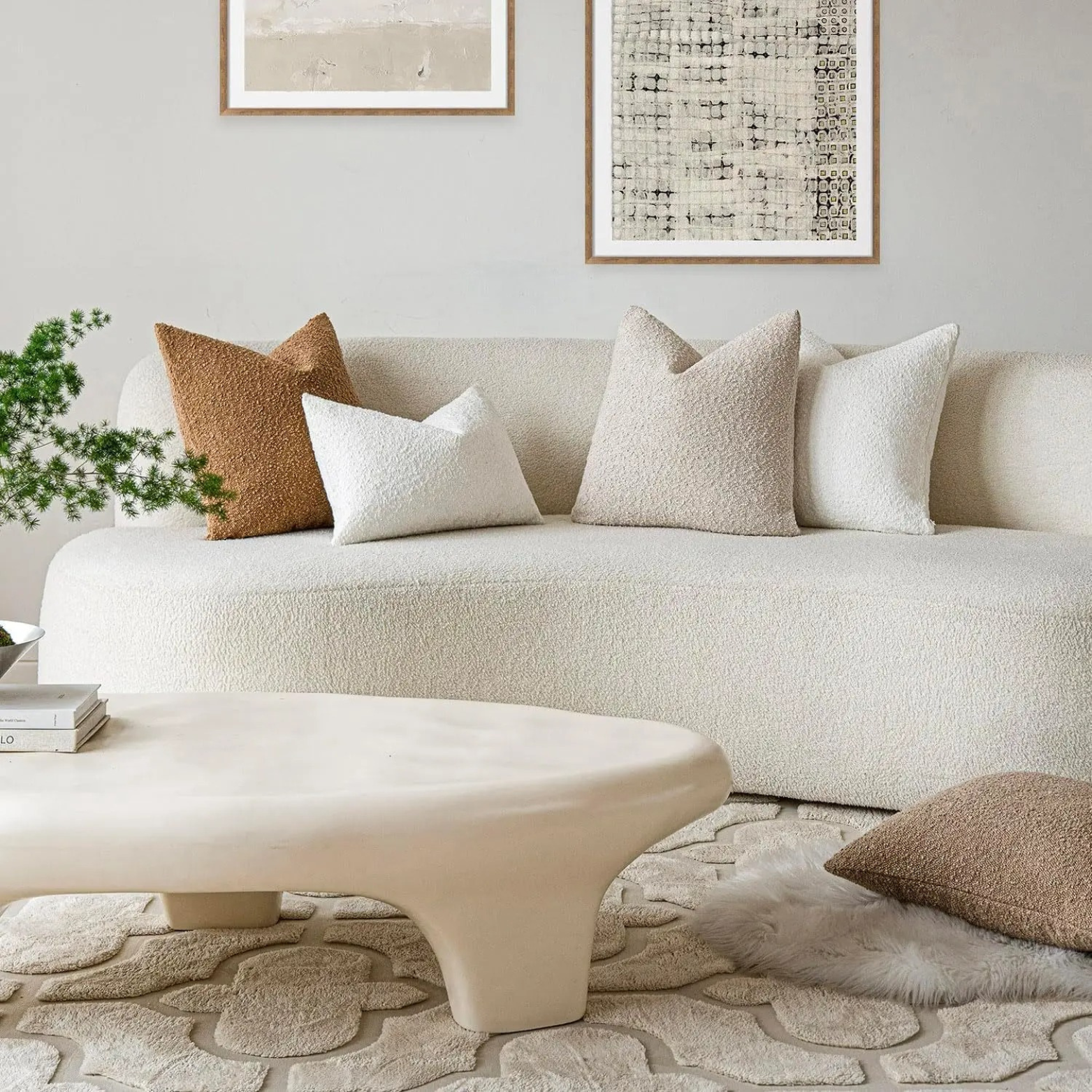 MEELANO Tulum Pude – Pudebetræk i Boucléstof (45×45 cm) med Elegant Design