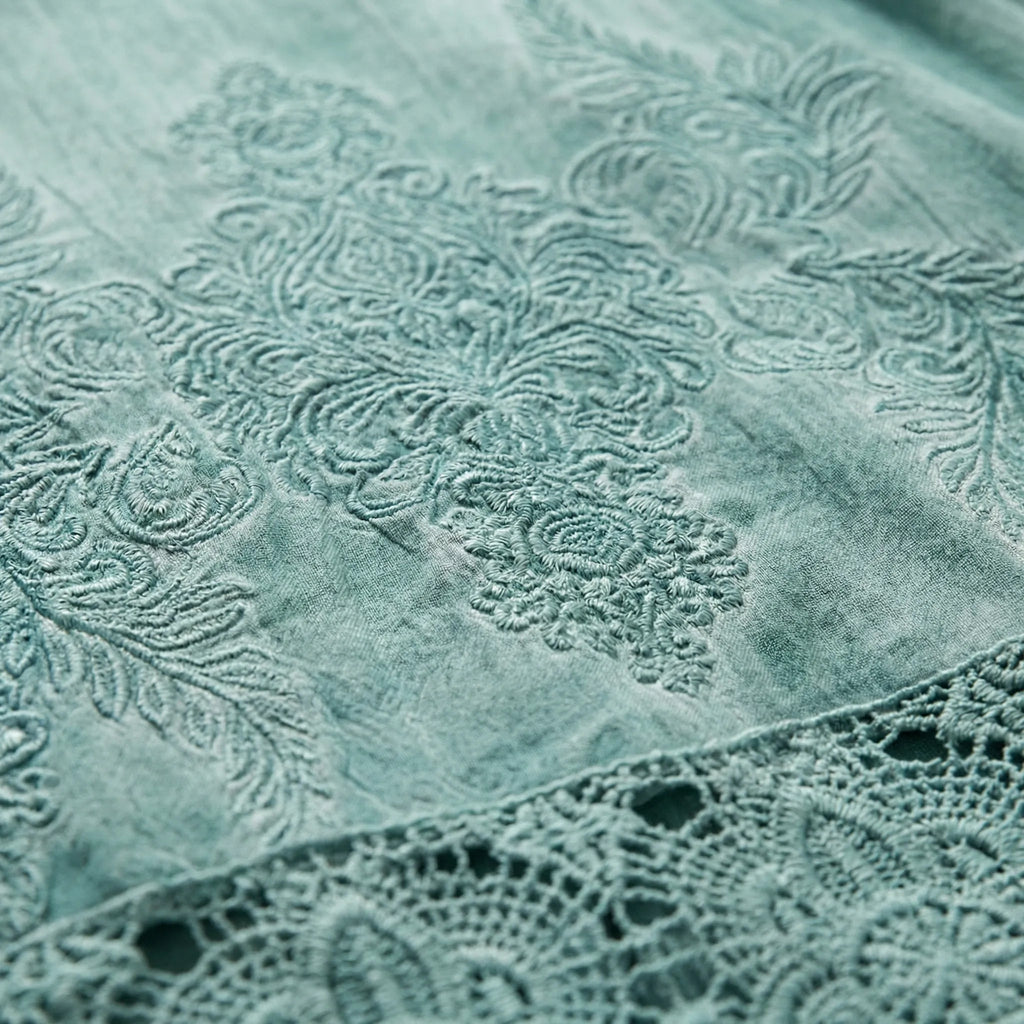 MEELANO Estelo | Tuniekkjole til damer - Broderet Kjole med V-hals og Blondekanter