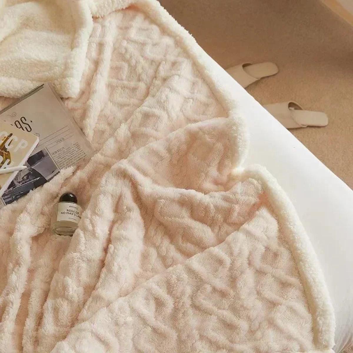 MEELANO Tyk Vinteruldtæppe i Fleece – Ekstra Varmt, Maskinvaskbart & Vandafvisende Plaid til Sofa & Seng Hvid