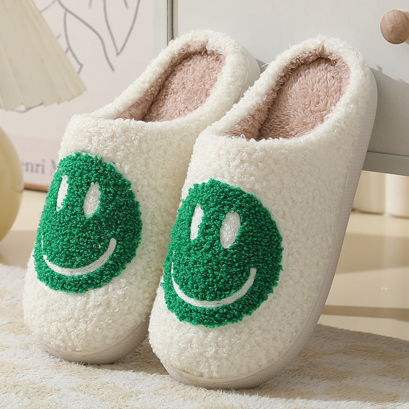 MEELANO Unisex Smiley-Mønster Hjemmesko Varme Og Bløde Grøn