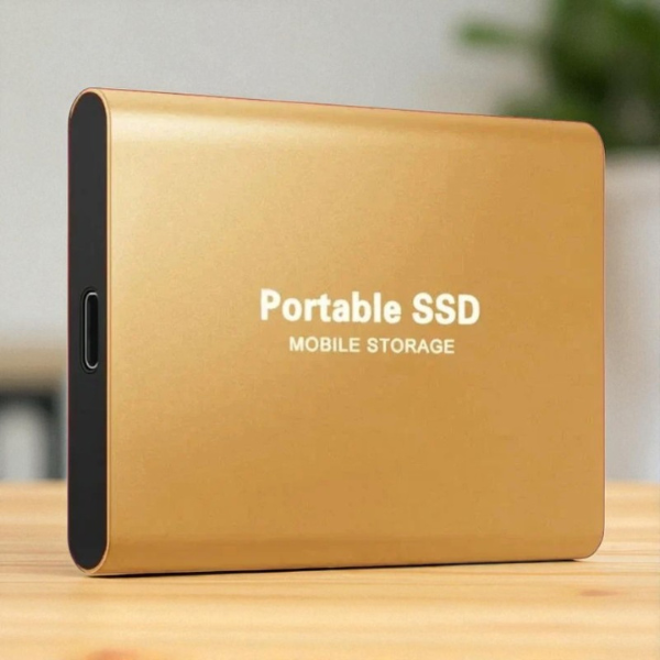MEELANO UltraVault Ekstern SSD – Lynhurtig 4K-Lagring med Op til 30 TB & 1050 MB/s Hastighed Guld