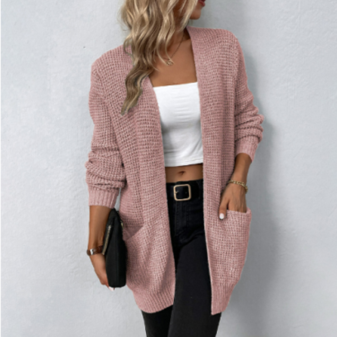 MEELANO Dame Strikcardigan - Klassisk og Tidløs til Alle Anledninger Beige