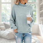 Luna | Dame Strukturstrikket Sweater - Langærmet Varm Striktrøje