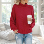 Luna | Dame Strukturstrikket Sweater - Langærmet Varm Striktrøje