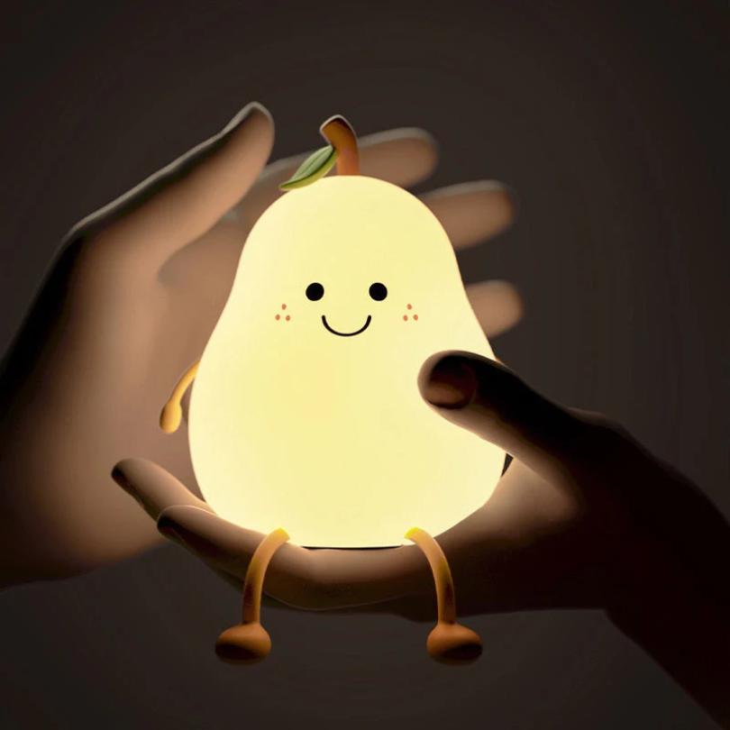MEELANO Munter Natlampe til Børn – Pære-natlampe LED, Farverigt Lys til Børneværelset med Tænd/sluk-knap – HappyPear