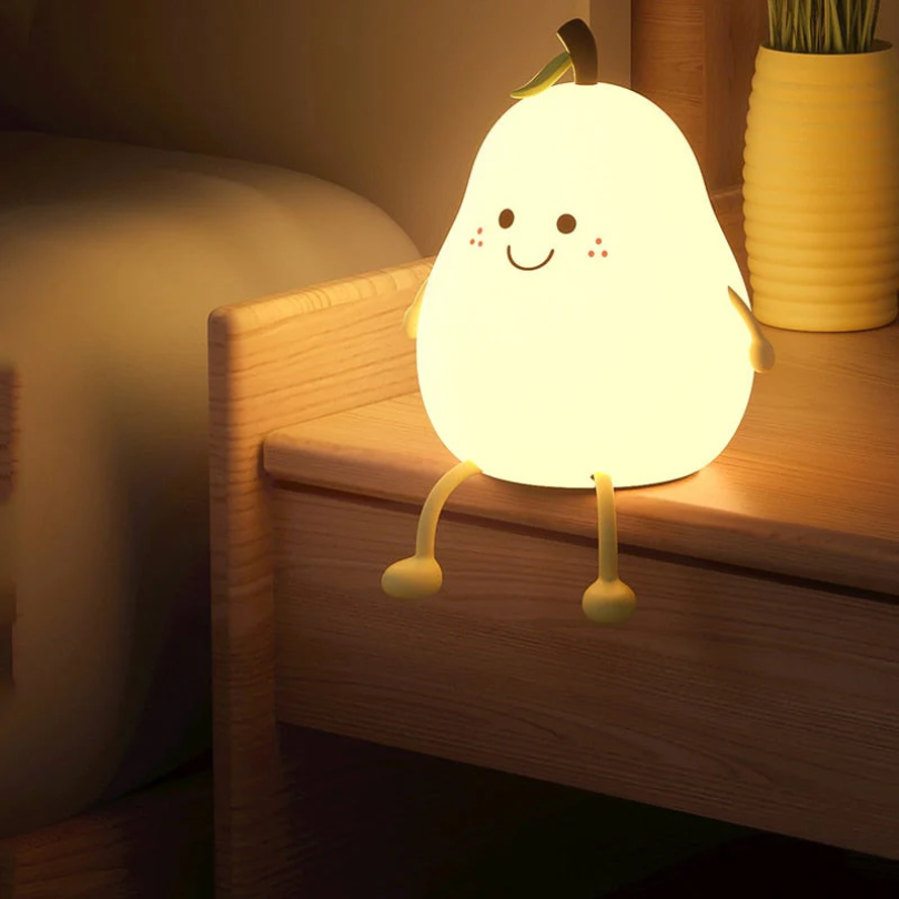 MEELANO Munter Natlampe til Børn – Pære-natlampe LED, Farverigt Lys til Børneværelset med Tænd/sluk-knap – HappyPear