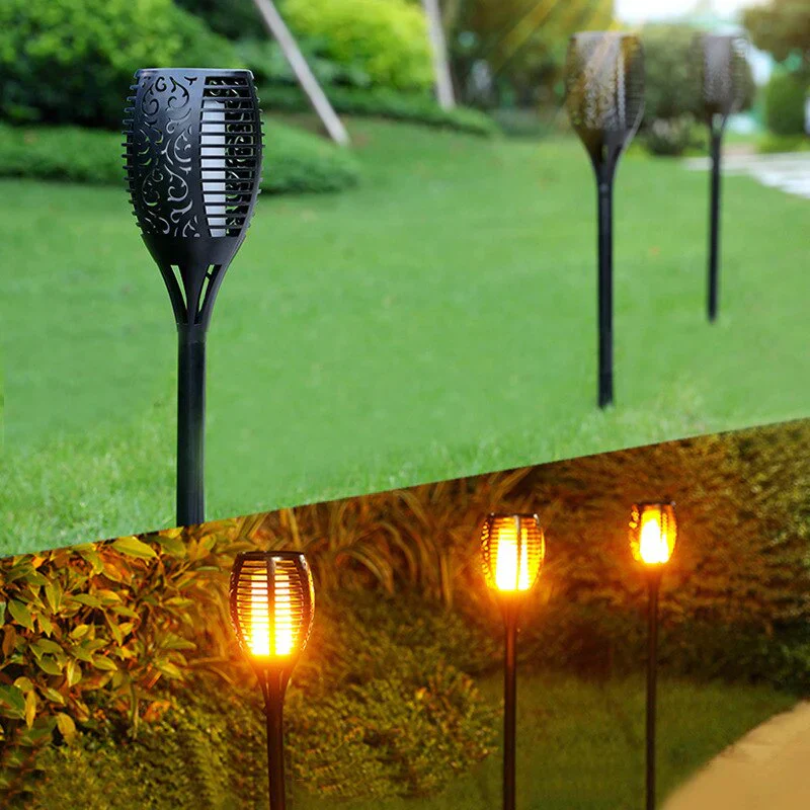MEELANO LED Havefakler – Solcelle Fakler med Flammeeffekt til Have, Altan & Indkørsel, Dag/Nat-sensor – SolarFlame