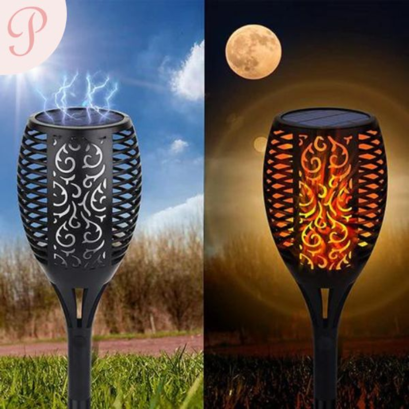 MEELANO LED Havefakler – Solcelle Fakler med Flammeeffekt til Have, Altan & Indkørsel, Dag/Nat-sensor – SolarFlame