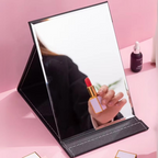MEELANO Kompakt Makeupspejl med Stativ – Foldbart Rejsespejl til Makeup, Bærbart & Let, Sort eller Pink