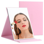 MEELANO Kompakt Makeupspejl med Stativ – Foldbart Rejsespejl til Makeup, Bærbart & Let, Sort eller Pink Pink
