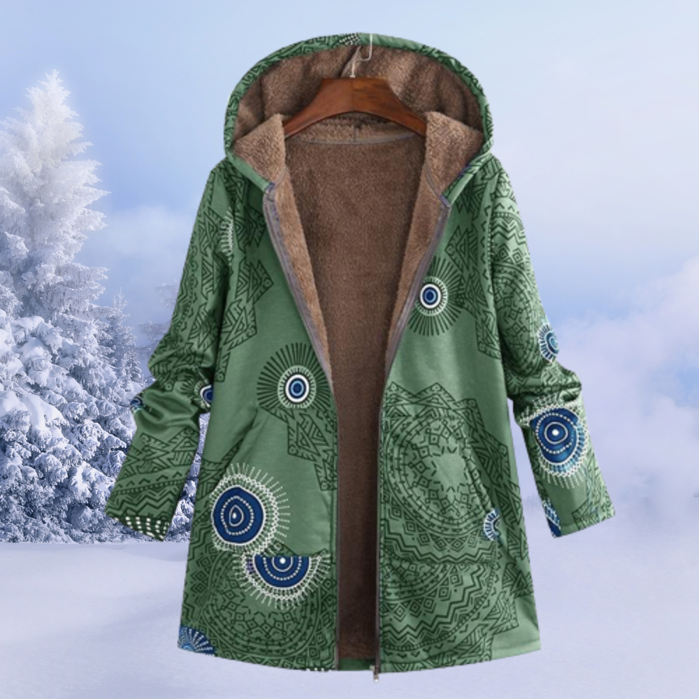 MEELANO Zahara | Dame Varm Fleece Hættejakke med Lynlås - Vinterjakke i Teddyfleece Vert