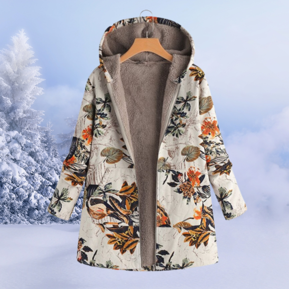 MEELANO Zahara | Dame Varm Fleece Hættejakke med Lynlås - Vinterjakke i Teddyfleece Beige
