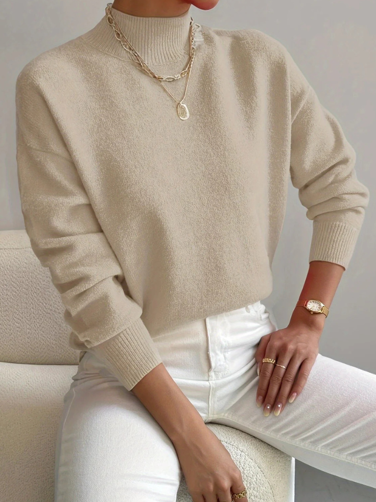 MEELANO Pamelo | Dame Elegant Finstrikket Striktrøje med V-Hals - Varm Pullover
