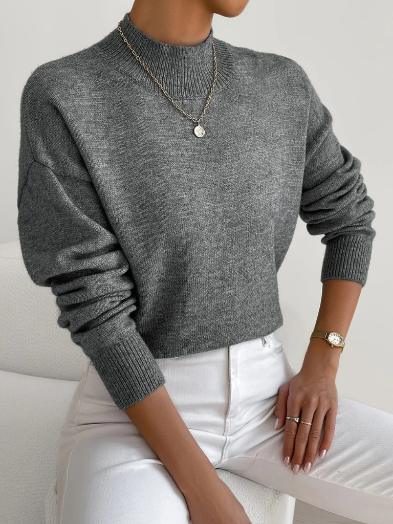 MEELANO Pamelo | Dame Elegant Finstrikket Striktrøje med V-Hals - Varm Pullover