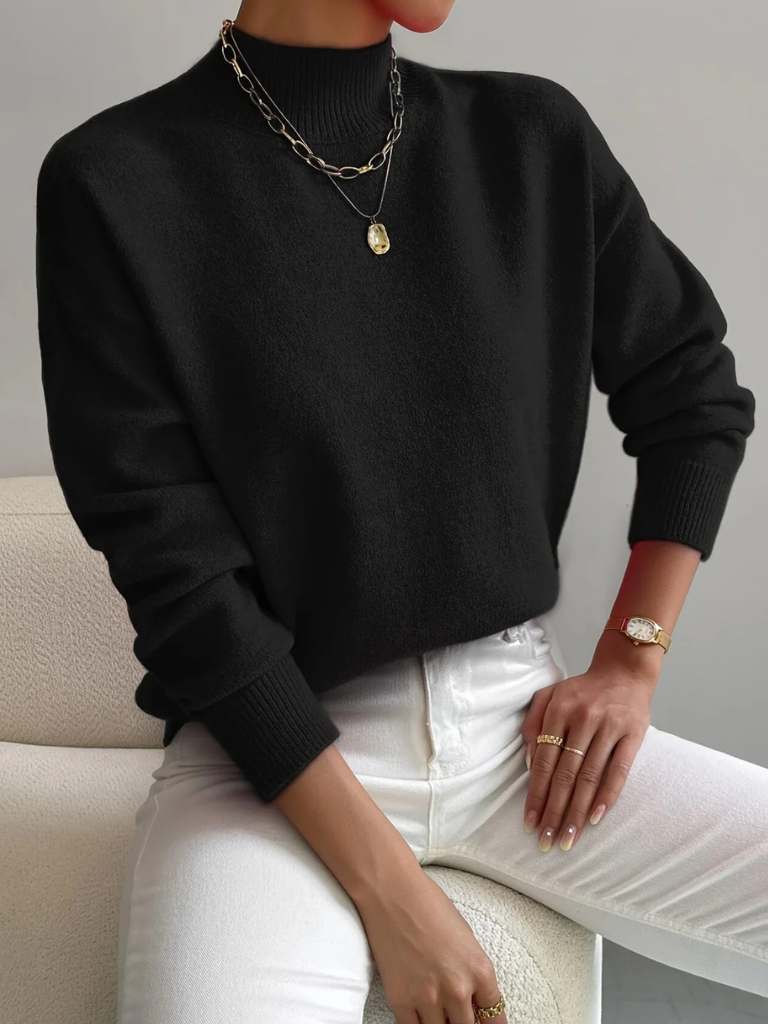 MEELANO Pamelo | Dame Elegant Finstrikket Striktrøje med V-Hals - Varm Pullover