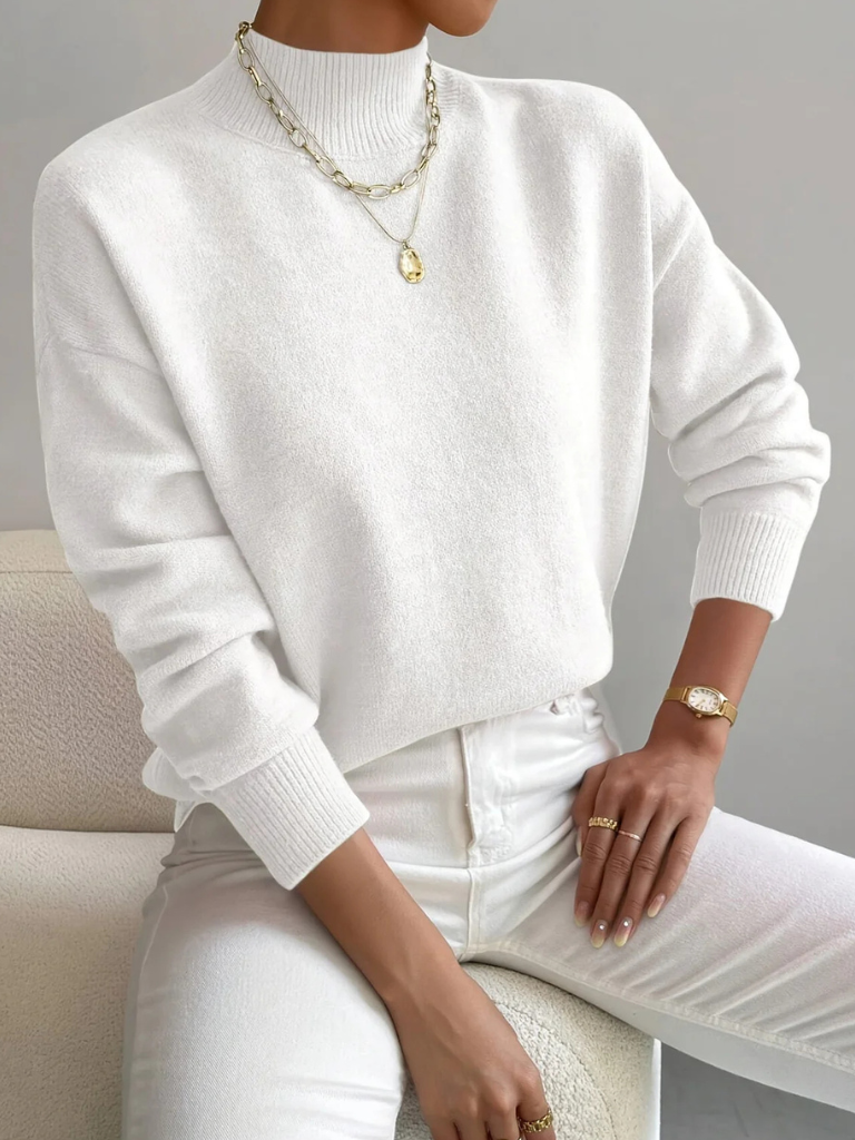 MEELANO Pamelo | Dame Elegant Finstrikket Striktrøje med V-Hals - Varm Pullover