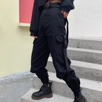 MEELANO Kvinder Cargobukser Højtaljede Til Hverdagsbrug Streetwear Komfort