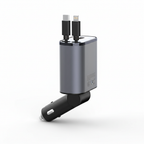 MEELANO Foldbar Billader – Biloplader med 2 Kabler, USB-C og iPhone, 80 cm, til Samsung, iPhone & Huawei – PowerCharge