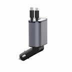 MEELANO Foldbar Billader – Biloplader med 2 Kabler, USB-C og iPhone, 80 cm, til Samsung, iPhone & Huawei – PowerCharge USB-C + iPhone