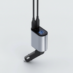 MEELANO Foldbar Billader – Biloplader med 2 Kabler, USB-C og iPhone, 80 cm, til Samsung, iPhone & Huawei – PowerCharge 2 USB-C-porte