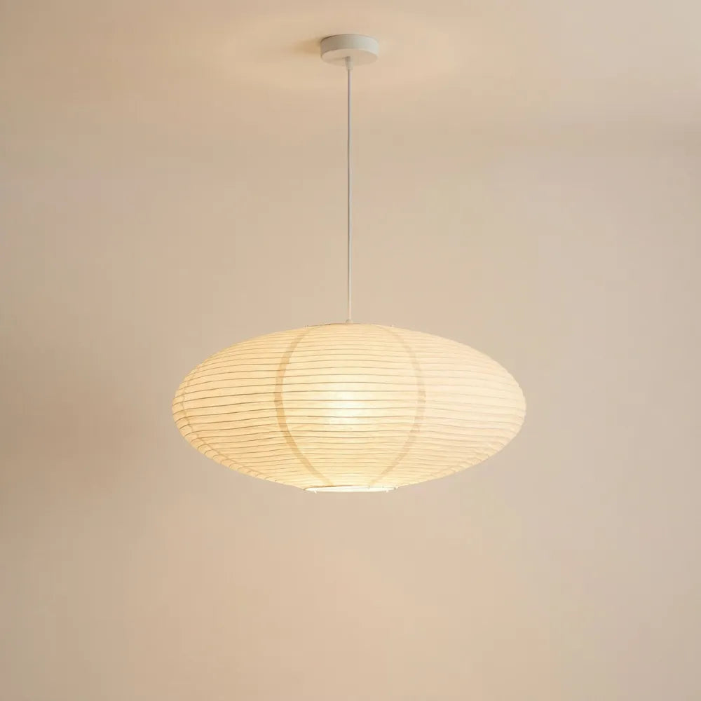 Papirlampe Pendel – Rund Papir Loftlampe med E27 Fatning & Justerbart Kabel, til Spisebord & Stue, Ø 50 eller 60 cm