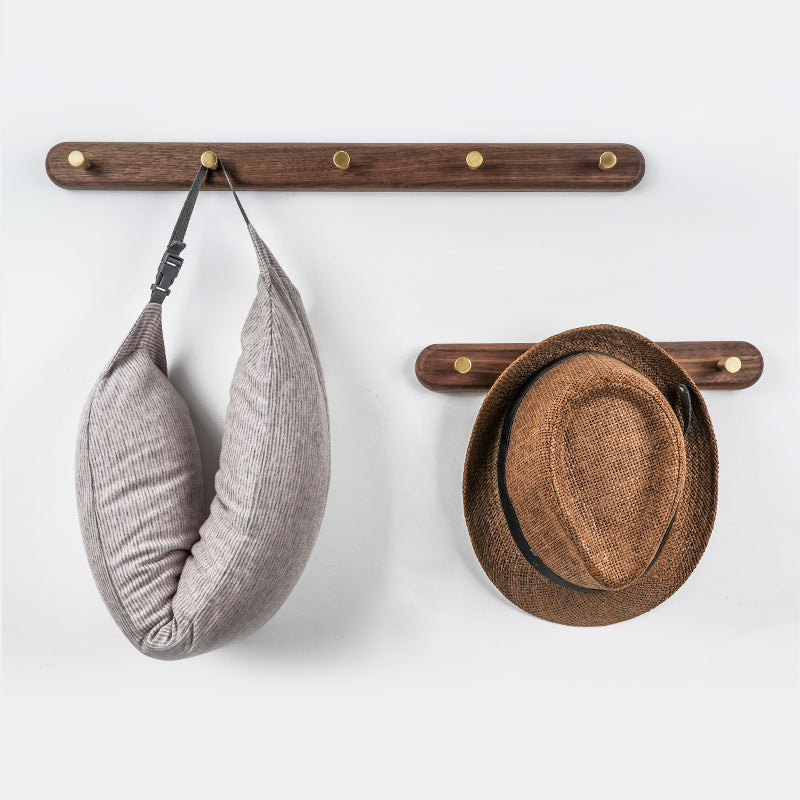 MEELANO Væghængt Knagerække i Træ med Messing Kroge – Sort Design