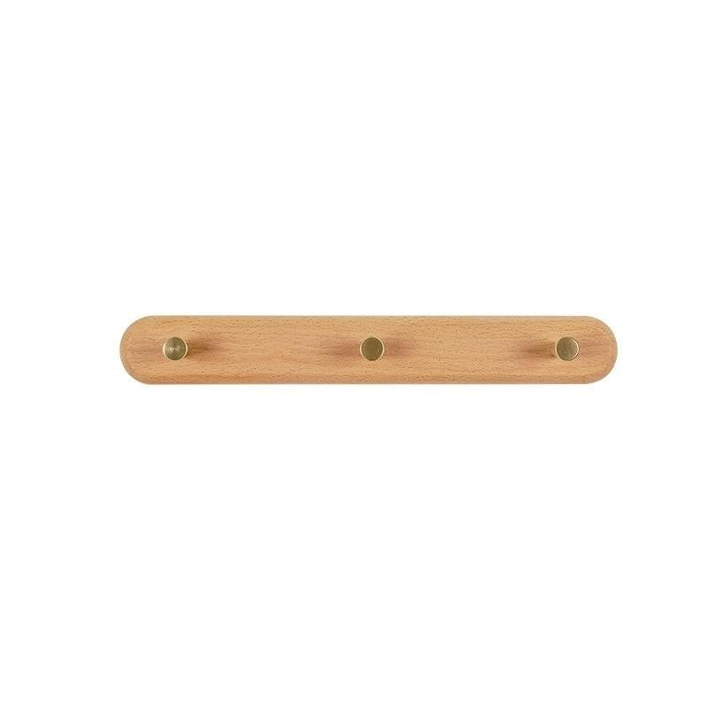 MEELANO Væghængt Knagerække i Træ med Messing Kroge – Sort Design Naturlig bøg 3 kroge