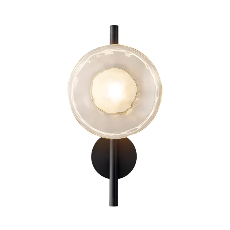 MEELANO Væglampe i Mundblæst Glas med Elegant Design - Ideel til Stue Sort Klar 38cm
