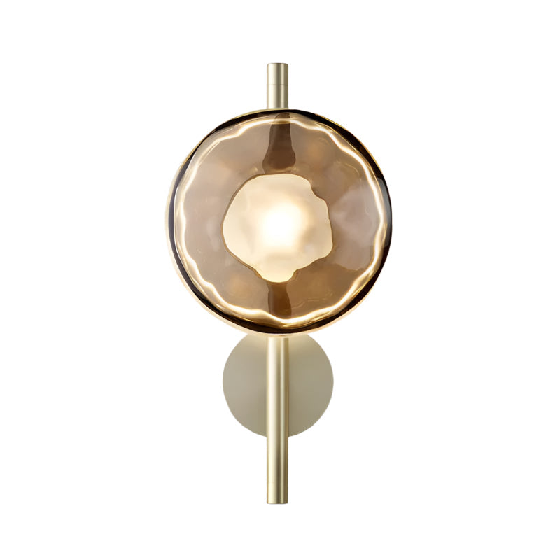MEELANO Væglampe i Mundblæst Glas med Elegant Design - Ideel til Stue Guld Røget 38cm