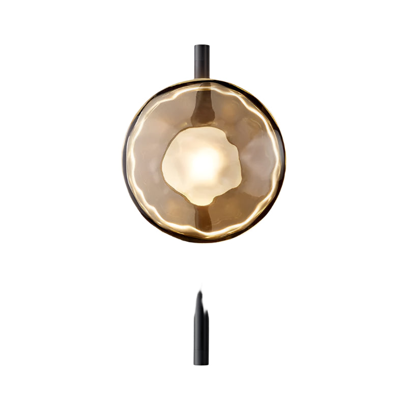 MEELANO Væglampe i Mundblæst Glas med Elegant Design - Ideel til Stue Sort Røget 38cm