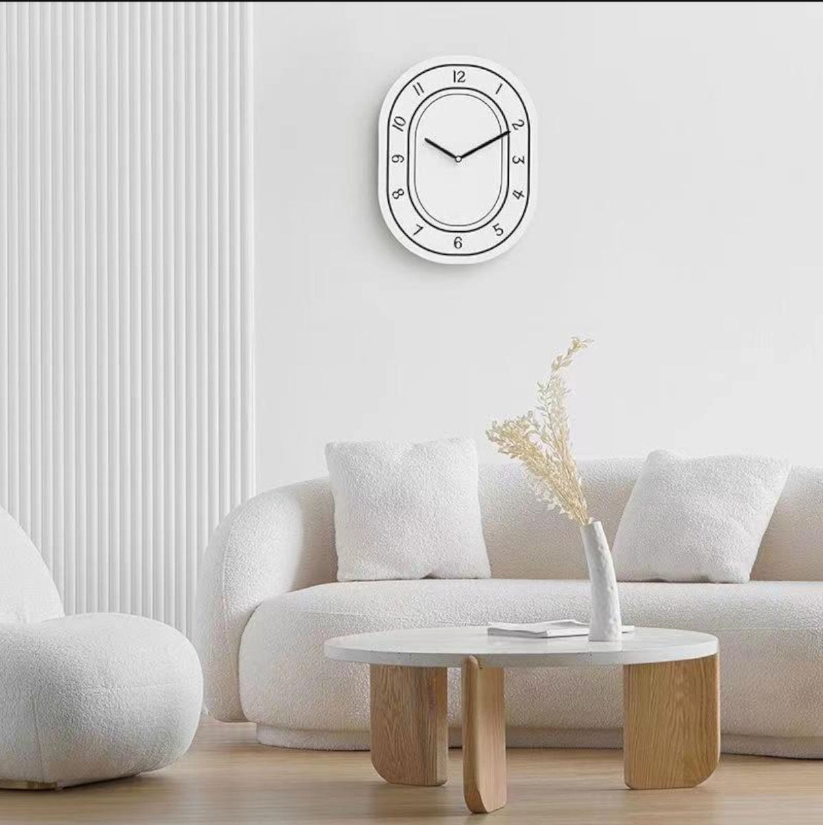 MEELANO Vægur med Tal Akryl Minimalistisk Design Creme