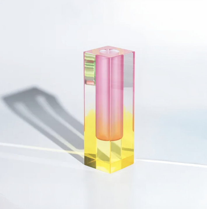 MEELANO Vanessa Vase Kollektion – Geometrisk Akryl Vase i Moderne Design Gul Pink