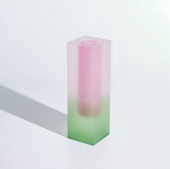 MEELANO Vanessa Vase Kollektion – Geometrisk Akryl Vase i Moderne Design Matteret grøn lyserød