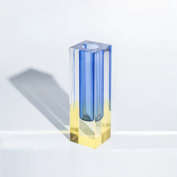 MEELANO Vanessa Vase Kollektion – Geometrisk Akryl Vase i Moderne Design Gul Blå