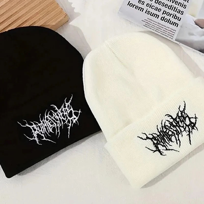 MEELANO Vinterhuer til Kvinder og Mænd i 100 Procent Akryl Unisex Strikket Beanie Goth