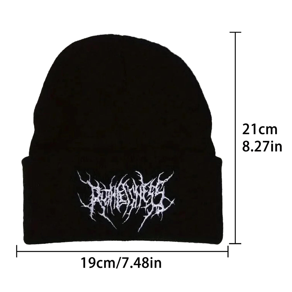 MEELANO Vinterhuer til Kvinder og Mænd i 100 Procent Akryl Unisex Strikket Beanie Goth