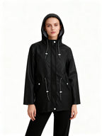 MEELANO Vejrbestandig Frakke Med Hætte Til Omskifteligt Vejr Og Bymiljø sort