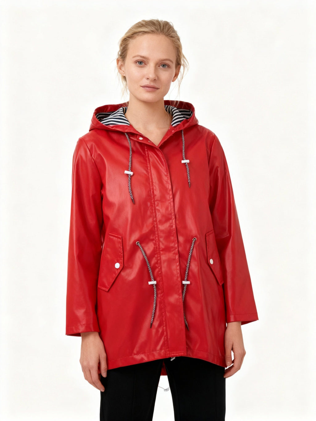 MEELANO Vejrbestandig Frakke Med Hætte Til Omskifteligt Vejr Og Bymiljø rød
