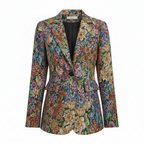 MEELANO Vintage Blazer Med Blomsterprint I Tekstureret Stof